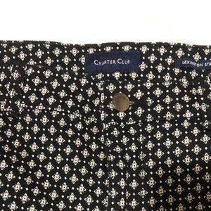 Charter club 14 Lexington straight leg fleur de lis jean black white